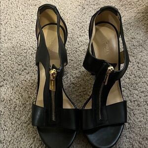 Michael Kors Black Sandals with Gold Accents
